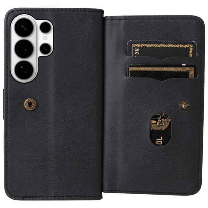 OEM - Samsung Galaxy S26 Ultra Mobilskal KonstLäder Ställ - Svart