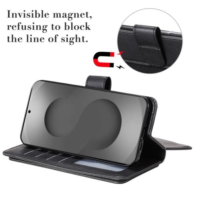 OEM - Samsung Galaxy S26 Ultra Mobilskal KonstLäder Ställ - Svart