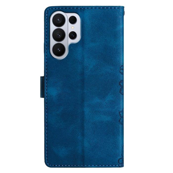 OEM - Samsung Galaxy S26 Ultra Mobilskal Butterfly Blommönster KonstLäder - Blå