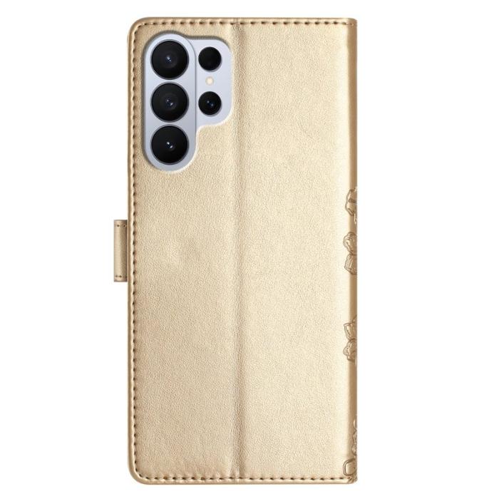 OEM - Samsung Galaxy S26 Ultra Mobilskal Butterfly Blommönster KonstLäder - Guld