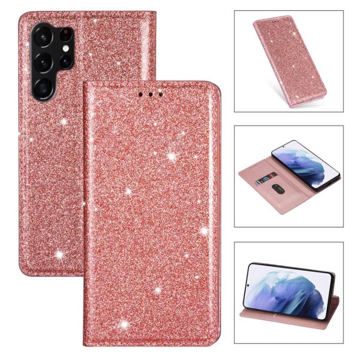 OEM - SAMSUNG Galaxy S26 Ultra Mobilskal Glittrig PU Läder + TPU - Roséguld