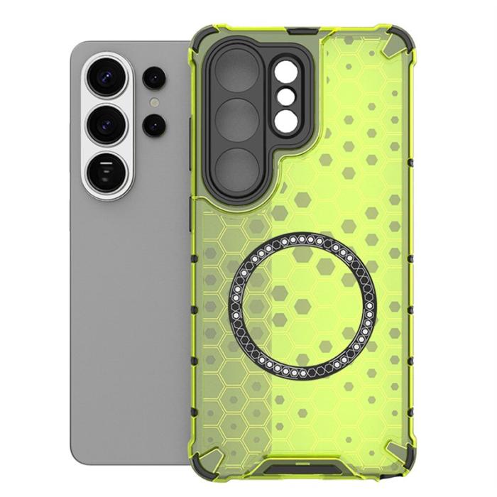 OEM - Samsung Galaxy S26 Ultra Skal Honeycomb Design TPU + PC - Grön