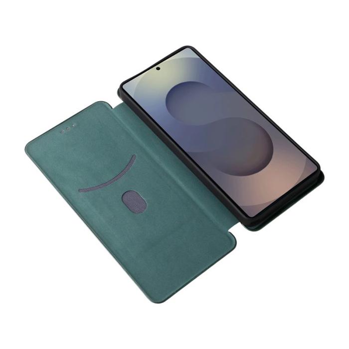 OEM - Samsung Galaxy S26 Ultra Mobilskal Kolfiber Textur Stöttålig Konstläder - Grön