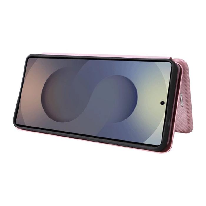 OEM - Samsung Galaxy S26 Ultra Skal Kolfiber Textur Stöttåligt Konstläder - Roséguld