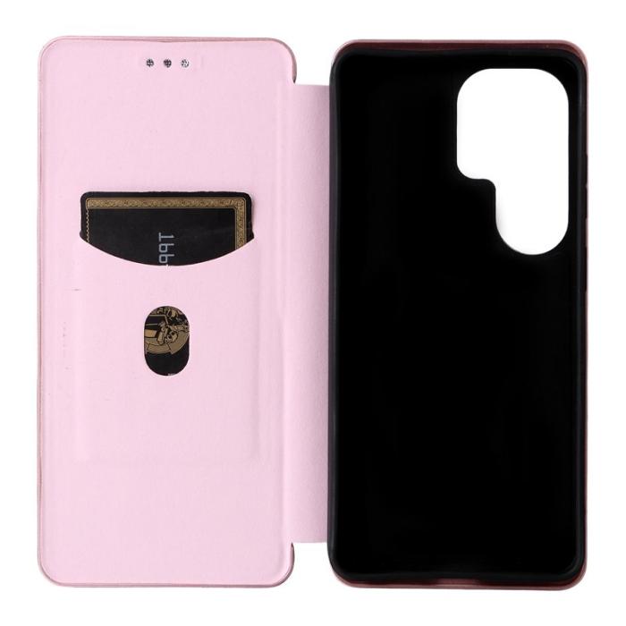 OEM - Samsung Galaxy S26 Ultra Skal Kolfiber Textur Stöttåligt Konstläder - Roséguld