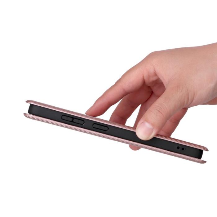 OEM - Samsung Galaxy S26 Ultra Skal Kolfiber Textur Stöttåligt Konstläder - Roséguld