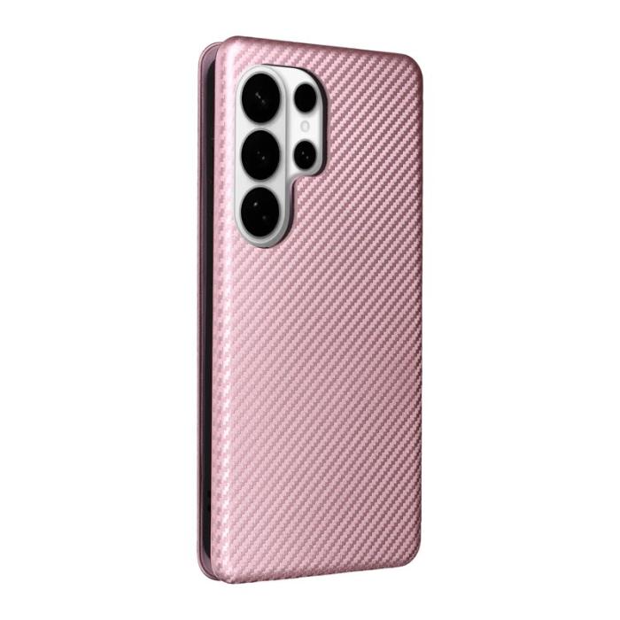 OEM - Samsung Galaxy S26 Ultra Skal Kolfiber Textur Stöttåligt Konstläder - Roséguld