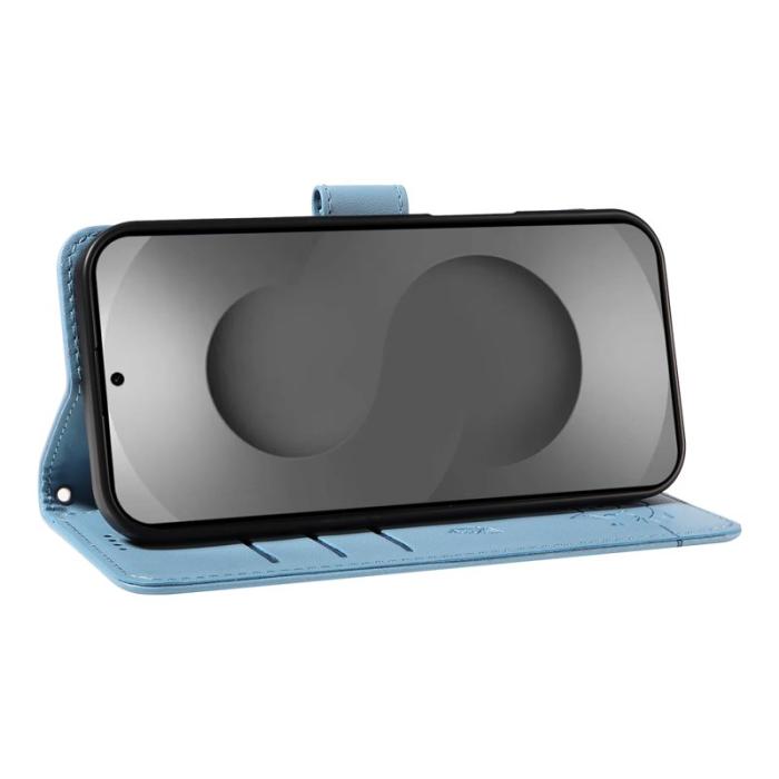 OEM - Samsung Galaxy S26 Ultra Mobilskal KonstLäder Kattmönster - Ljusblå