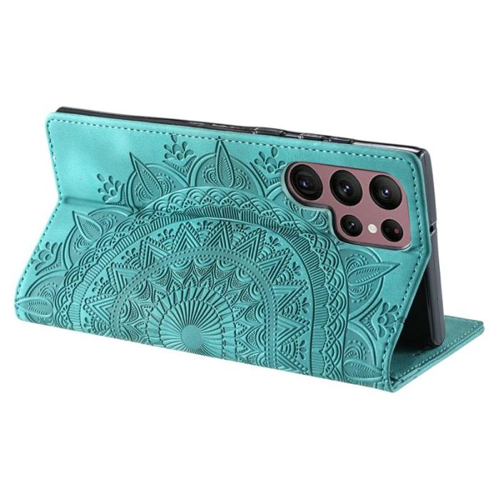 OEM - Samsung Galaxy S26 Ultra Mobilskal Magnetstängning KonstLäder Mönster - Mintgrön