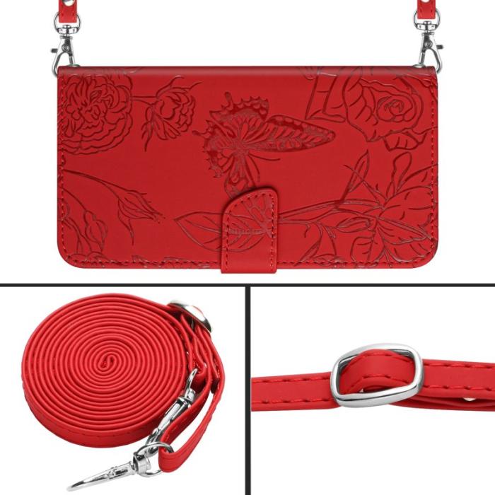 OEM - Samsung Galaxy S26 Ultra Mobilskal Med Blomtryck KonstLäder - Röd