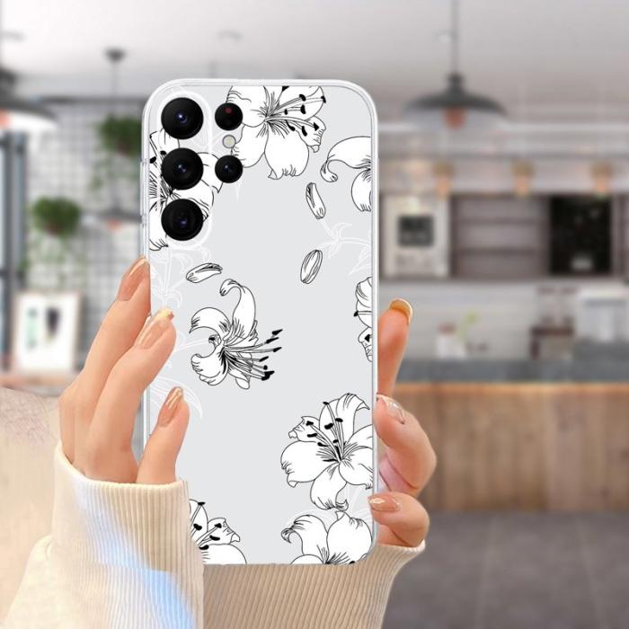 OEM - Samsung Galaxy S26 Ultra Mobilskal Mjuk TPU Mönstertryck - Vit Blomma