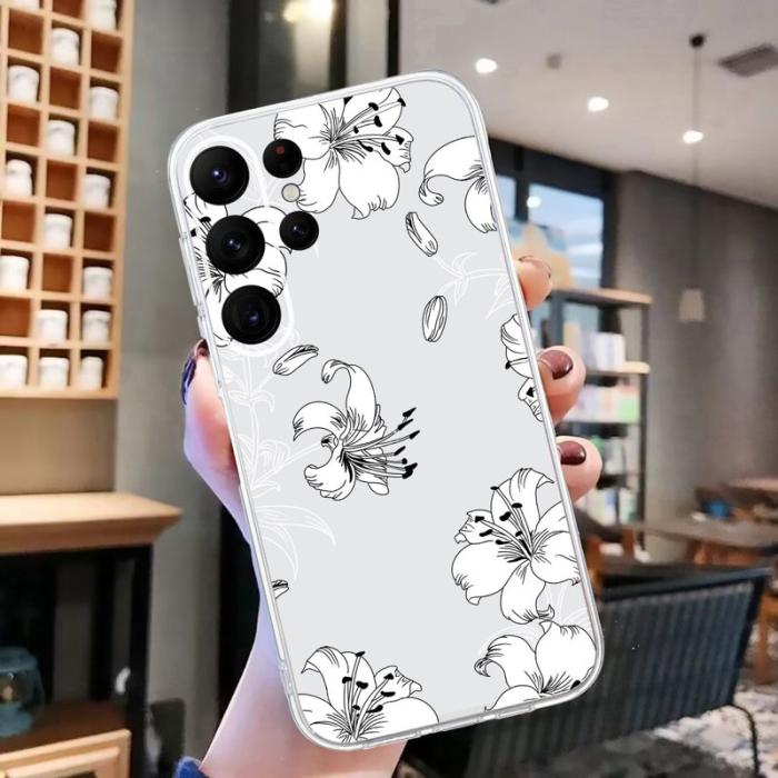 OEM - Samsung Galaxy S26 Ultra Mobilskal Mjuk TPU Mönstertryck - Vit Blomma