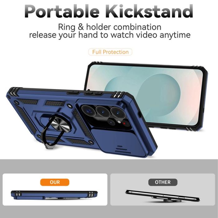 OEM - Samsung Galaxy S26 Ultra Mobilskal Plast med Linsskydd Ställ - Blå