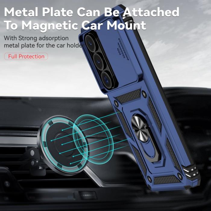 OEM - Samsung Galaxy S26 Ultra Mobilskal Plast med Linsskydd Ställ - Blå