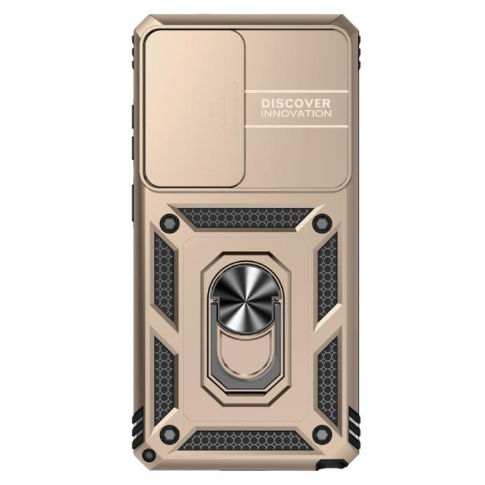 OEM - Samsung Galaxy S26 Ultra Mobilskal Plast med Linsskydd Ställ - Guld