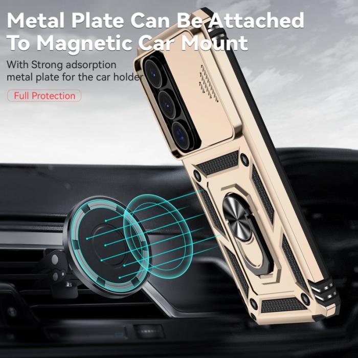 OEM - Samsung Galaxy S26 Ultra Mobilskal Plast med Linsskydd Ställ - Guld