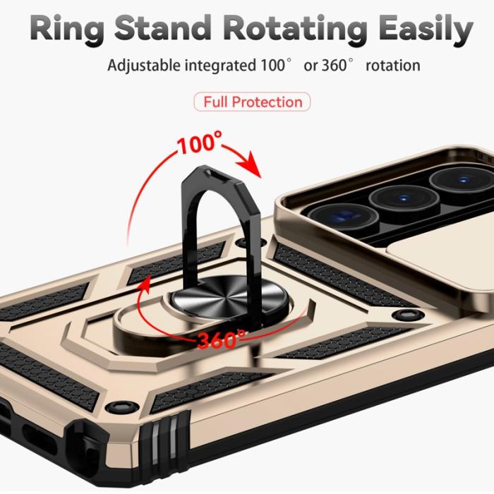 OEM - Samsung Galaxy S26 Ultra Mobilskal Plast med Linsskydd Ställ - Guld