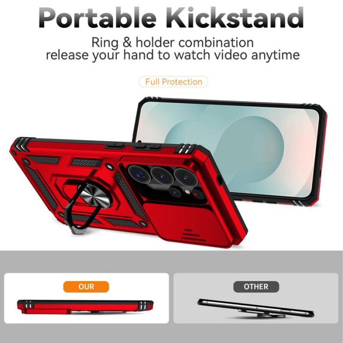 BINFEN COLOR - Samsung Galaxy S26 Ultra Mobilskal Plast med Linsskydd Ställ - Röd