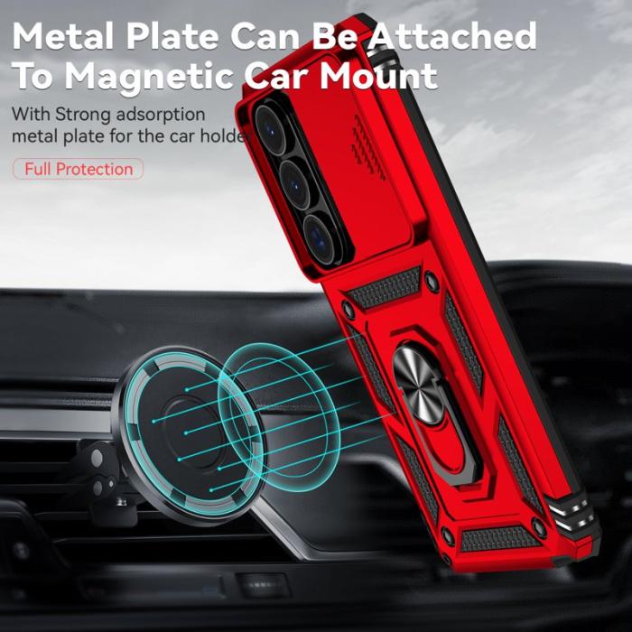 BINFEN COLOR - Samsung Galaxy S26 Ultra Mobilskal Plast med Linsskydd Ställ - Röd