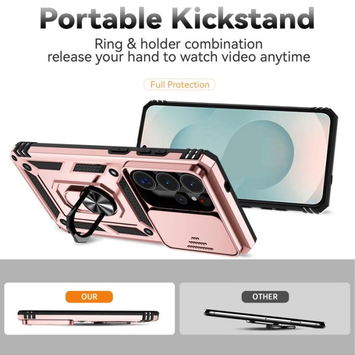 OEM - Samsung Galaxy S26 Ultra Mobilskal Plast med Linsskydd Ställ - Roséguld