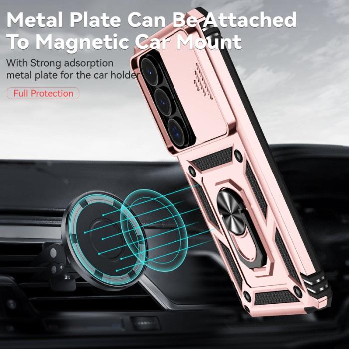 OEM - Samsung Galaxy S26 Ultra Mobilskal Plast med Linsskydd Ställ - Roséguld