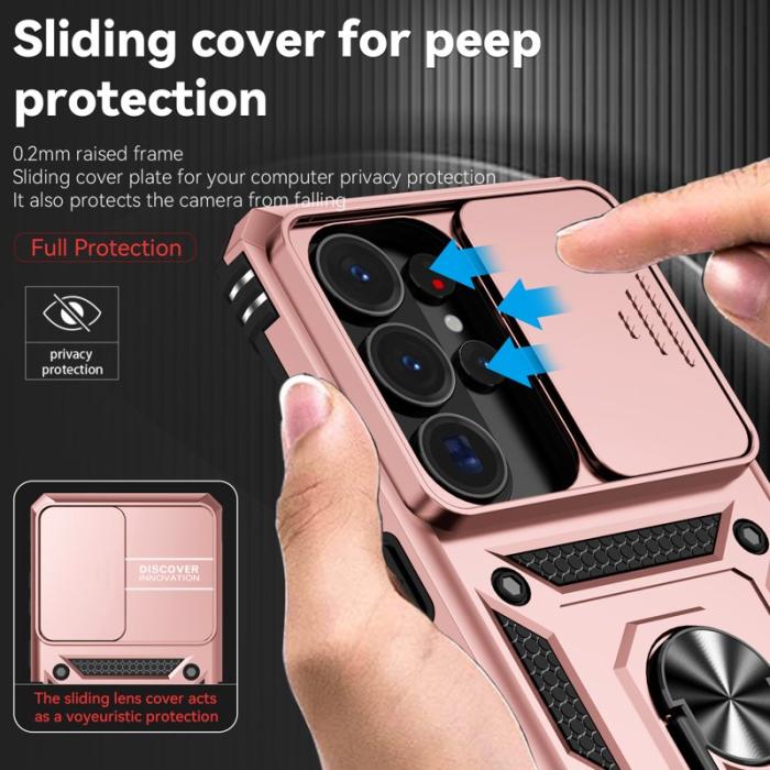 OEM - Samsung Galaxy S26 Ultra Mobilskal Plast med Linsskydd Ställ - Roséguld