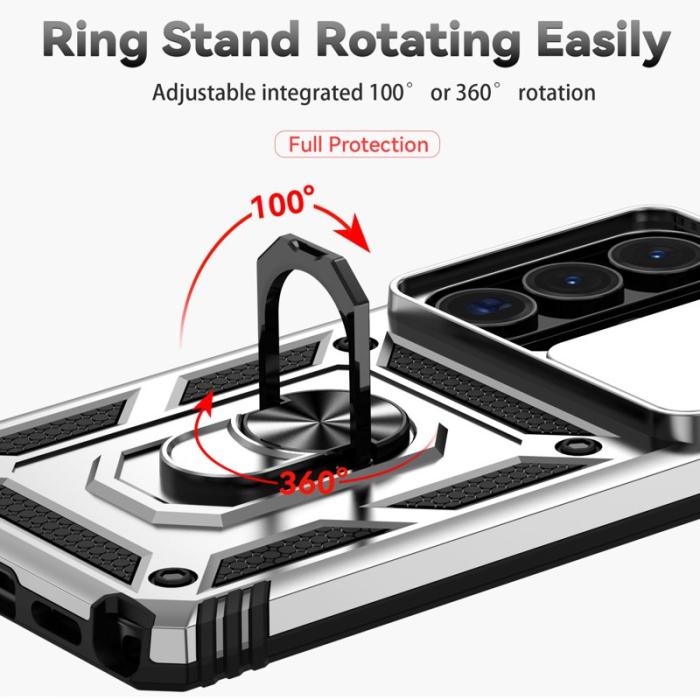 OEM - Samsung Galaxy S26 Ultra Mobilskal Plast med Linsskydd Ställ - Silver