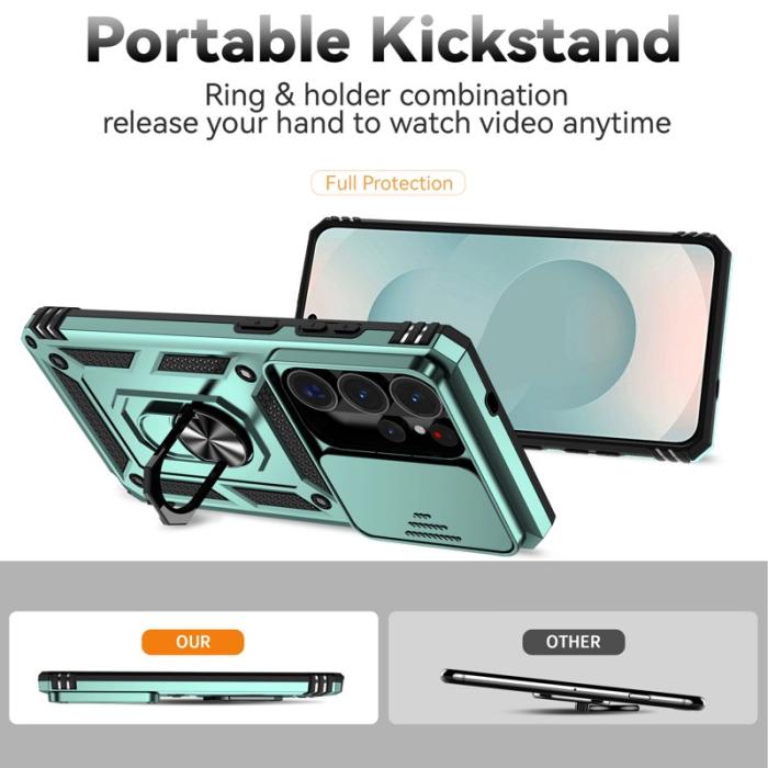 OEM - Samsung Galaxy S26 Ultra Mobilskal Plast Med Linsskydd Ställ - Grön