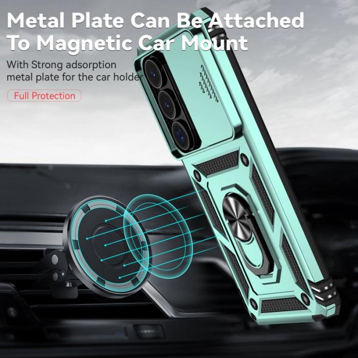 OEM - Samsung Galaxy S26 Ultra Mobilskal Plast Med Linsskydd Ställ - Grön