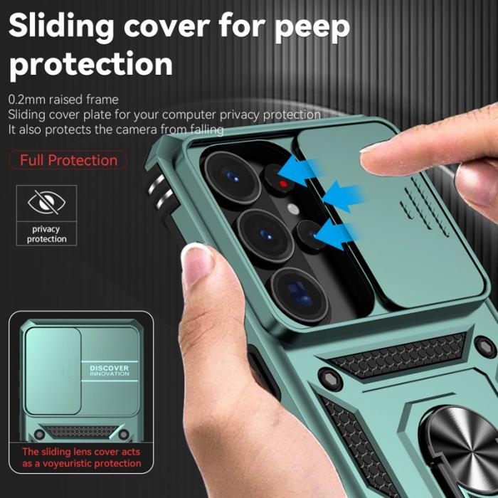 OEM - Samsung Galaxy S26 Ultra Mobilskal Plast Med Linsskydd Ställ - Grön