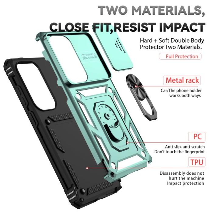 OEM - Samsung Galaxy S26 Ultra Mobilskal Plast Med Linsskydd Ställ - Grön