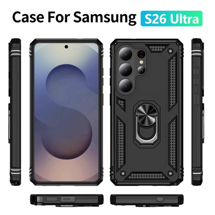 OEM - Samsung Galaxy S26 Ultra Mobilskal Plast Med Ställning - Svart
