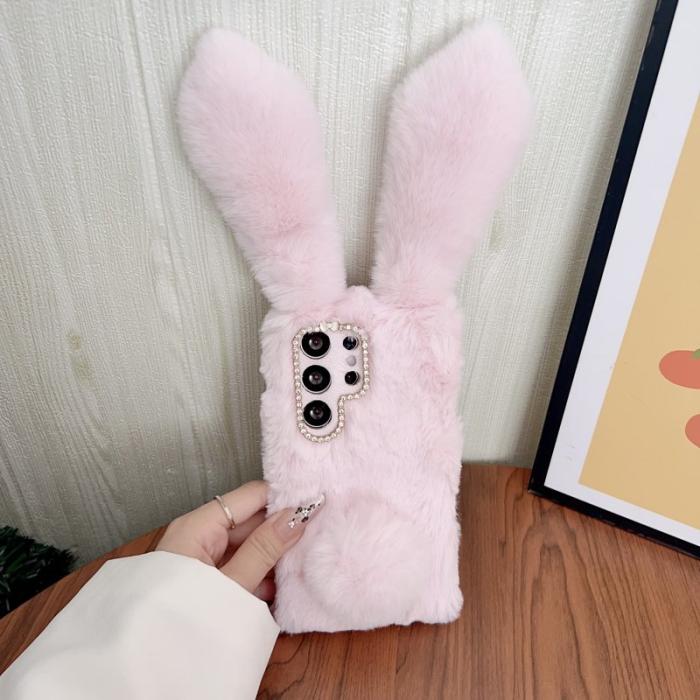 OEM - Samsung Galaxy S26 Ultra Mobilskal Plush Söt Kanin TPU - Rosa