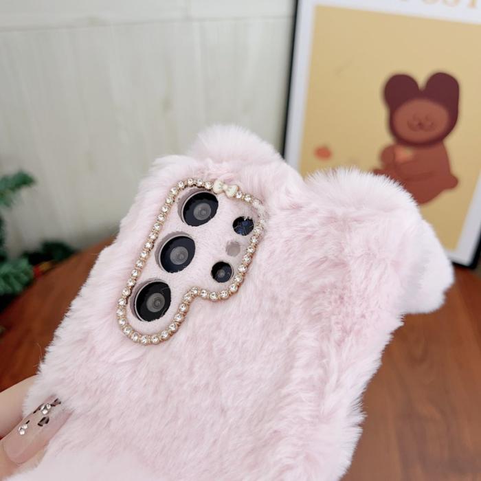 OEM - Samsung Galaxy S26 Ultra Mobilskal Plush Söt Kanin TPU - Rosa