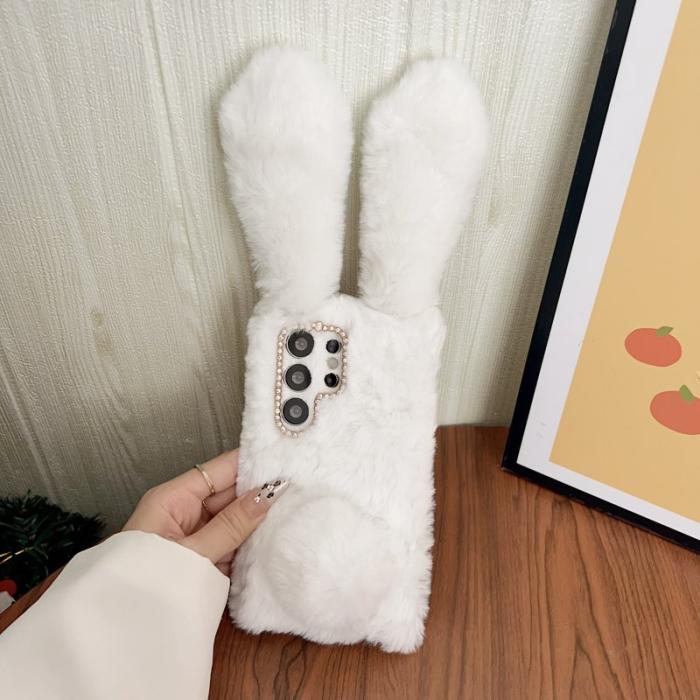 OEM - Samsung Galaxy S26 Ultra Mobilskal Plush Söt Kanin TPU - Vit