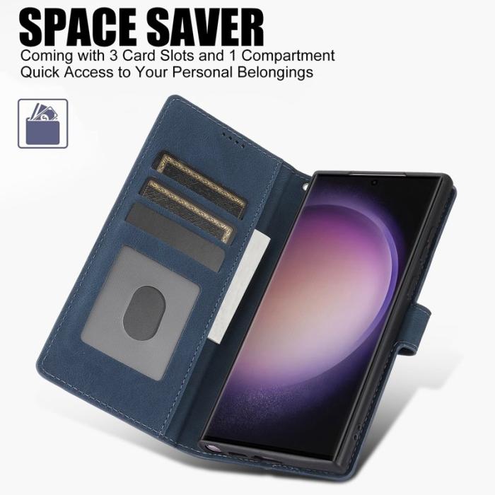 OEM - Samsung Galaxy S26 Ultra Skal PU Läder Fodral - Blå