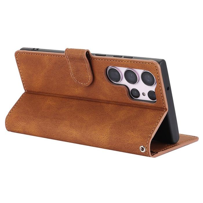 OEM - Samsung Galaxy S26 Ultra Skal PU Läder Fodral - Brun