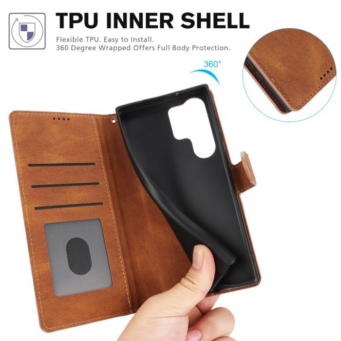 OEM - Samsung Galaxy S26 Ultra Skal PU Läder Fodral - Brun