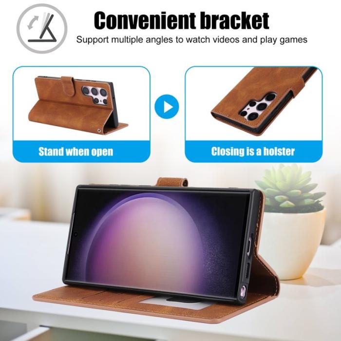 OEM - Samsung Galaxy S26 Ultra Skal PU Läder Fodral - Brun