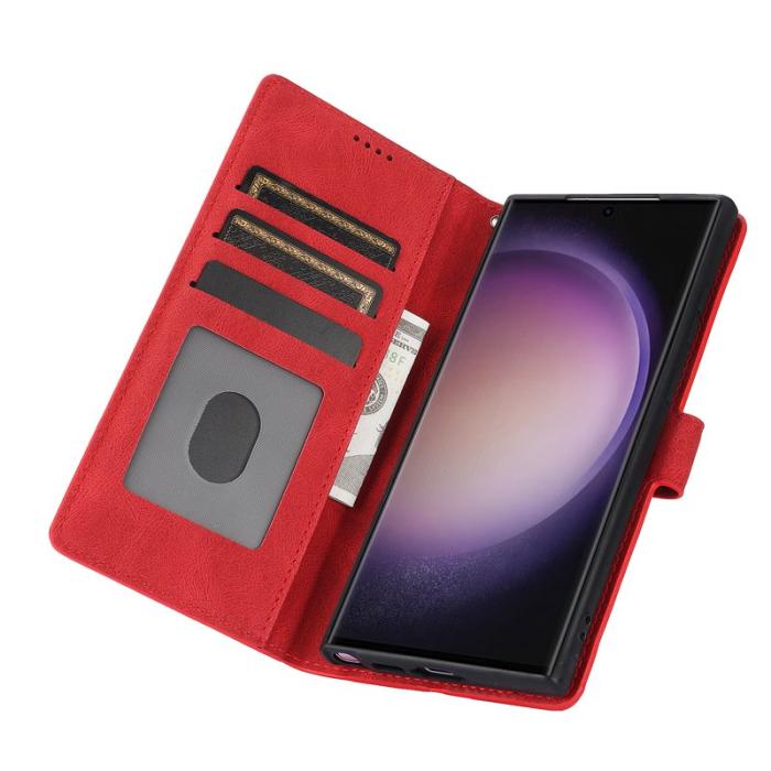 OEM - Samsung Galaxy S26 Ultra Skal PU Läder Fodral - Röd