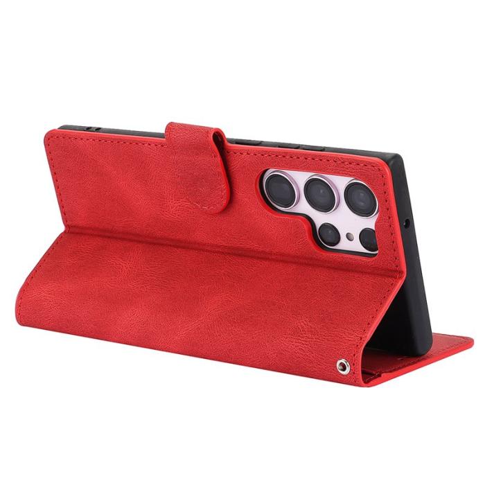 OEM - Samsung Galaxy S26 Ultra Skal PU Läder Fodral - Röd