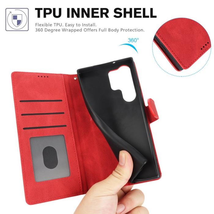 OEM - Samsung Galaxy S26 Ultra Skal PU Läder Fodral - Röd