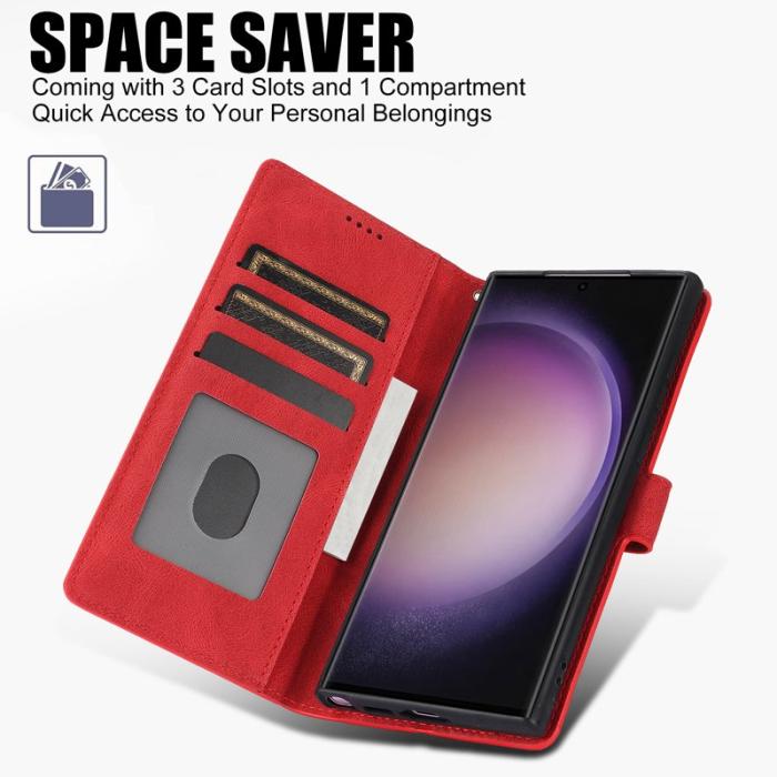 OEM - Samsung Galaxy S26 Ultra Skal PU Läder Fodral - Röd