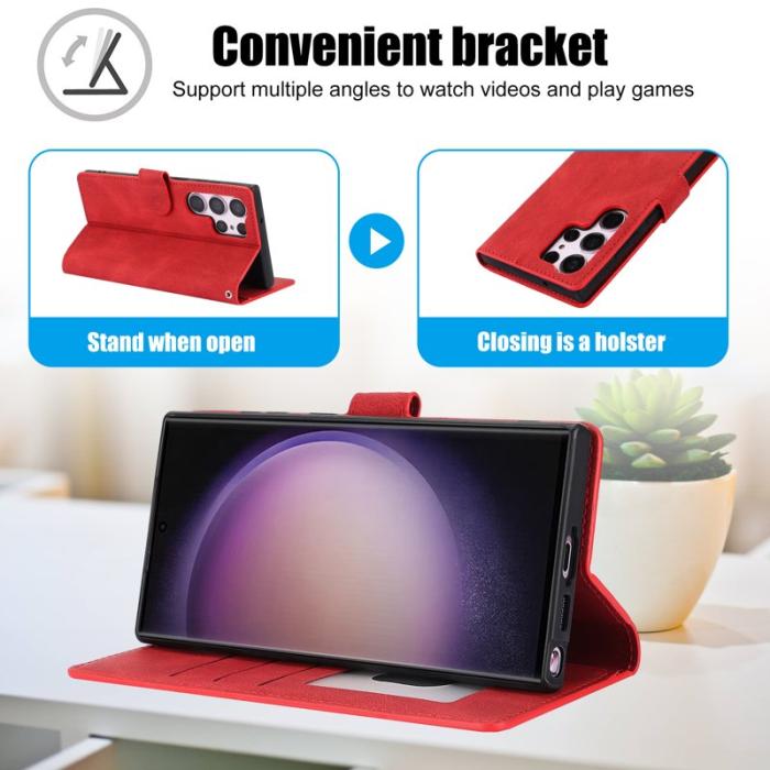 OEM - Samsung Galaxy S26 Ultra Skal PU Läder Fodral - Röd