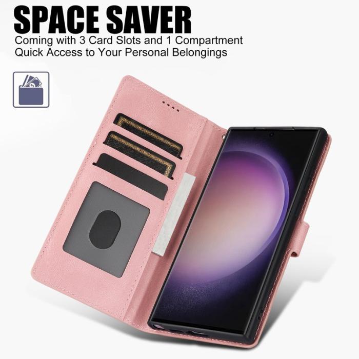 OEM - Samsung Galaxy S26 Ultra Skal PU Läder Fodral - Rosa