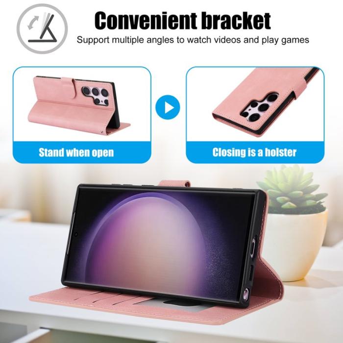 OEM - Samsung Galaxy S26 Ultra Skal PU Läder Fodral - Rosa