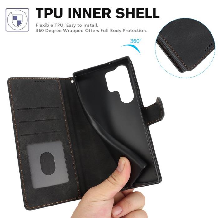 OEM - Samsung Galaxy S26 Ultra Skal PU Läder Fodral - Svart