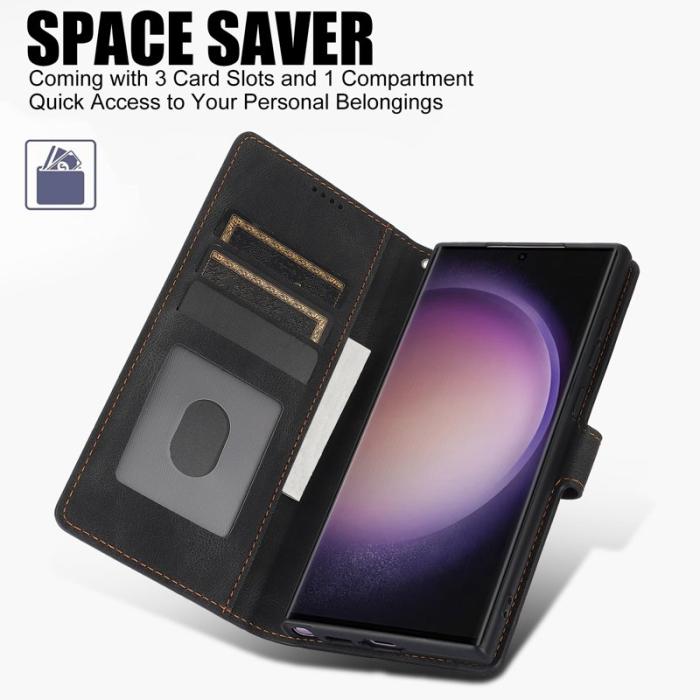 OEM - Samsung Galaxy S26 Ultra Skal PU Läder Fodral - Svart