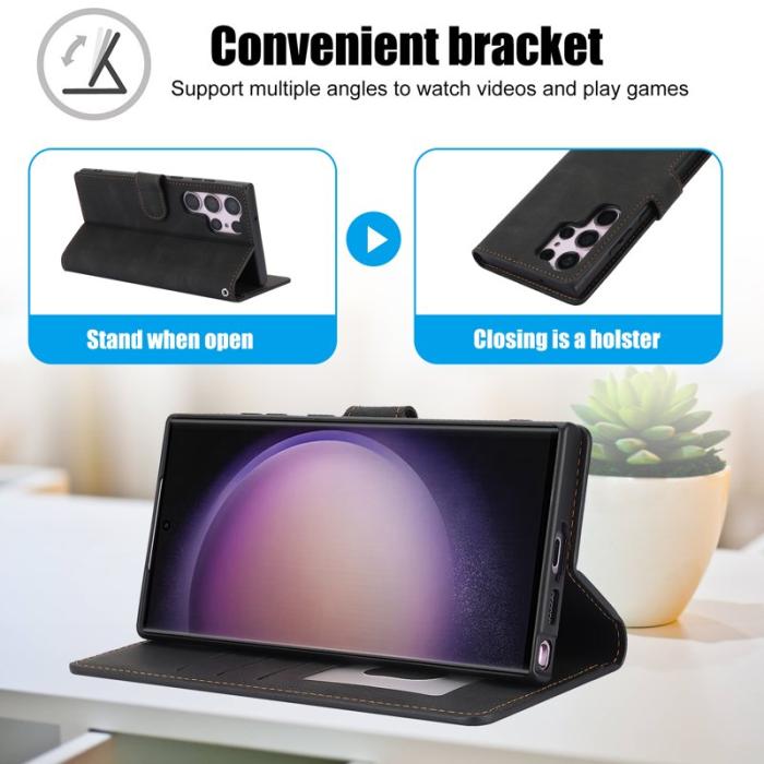 OEM - Samsung Galaxy S26 Ultra Skal PU Läder Fodral - Svart