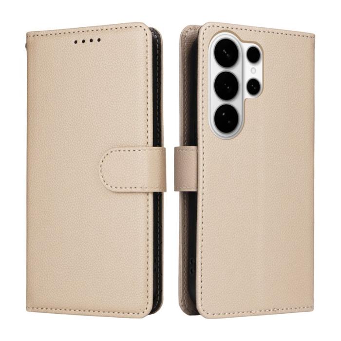 OEM - Samsung Galaxy S26 Ultra Mobilskal RFIDSkydd 3 Kort Platser KonstLäder Krämvit